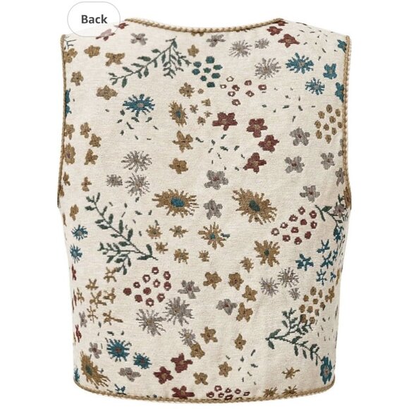 Floral Tapestry Vest Cottage Core Tie Front Sz Small - Picture 2 of 8